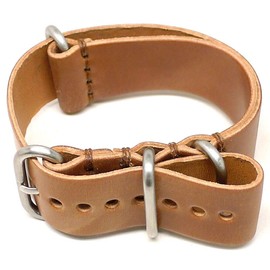 Da Luca Shell Cordovan Military Watch Strap - Natural (Matte Buckle) : 22mm