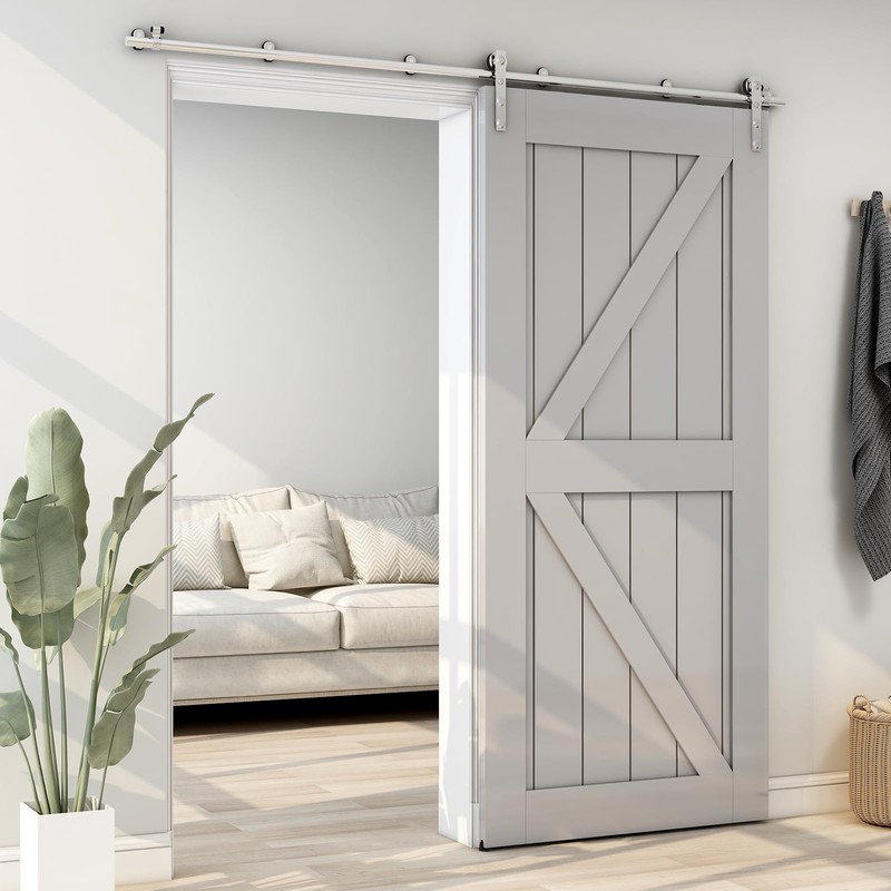 AONAYIOA 7.5FT Stainless Steel Sliding Barn Door Hardware Kit, Heavy