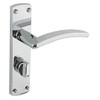 Toledo Door Handle Lever Bathroom on Backplate in Polished Chrome