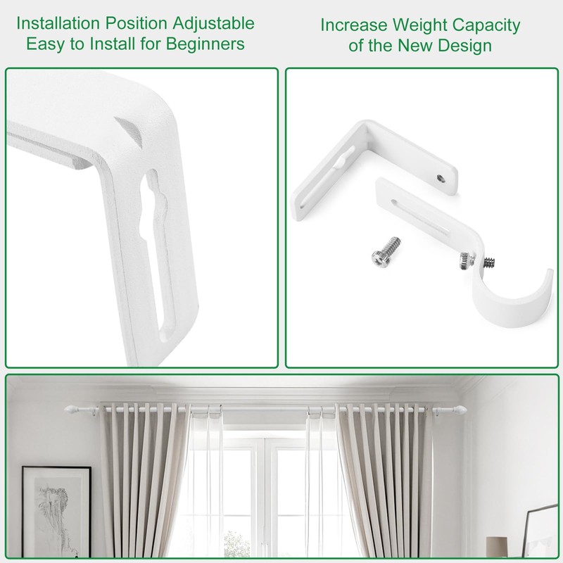 LLPJS Curtain Rod Bracket Adjustable, Drapery Rod Holder Hooks Support