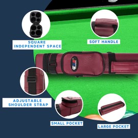 GSE Games & Sports Expert 2x2 Deluxe Hard Billiard Pool Cue Stick Carrying Case, Billiard Cue Case, Billiards Accessories (Square - Burgundy)