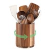 gorsent Wooden Utensil Holder, 360°Rotating 7.3'' Large Kitchen Utensil Holder