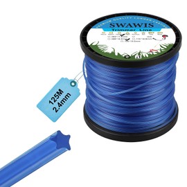 SWAWIS Trimmer Line 2.4 mm/125 m Lawn Mowing Line Replacement Line for Grass Trimmer, 5-Point Replacement Nylon Thread Brush Cutter Trimmer Line, Blue