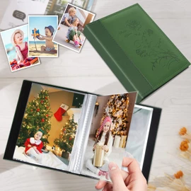 Artmag Photo Album 8x10 2 Packs Clear Pages Leather Cover Slide in Album Each Holds 52 Vertical 8x10 Photo Album Scrapbook Picture Artwork or Postcards Storage (Dark Green)