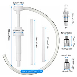 Gear Oil Pump for Standard Quart Bottles, with 3/8 Inch, 8mm and 10mm Metal Adaptors, Aluminum+Plastic Material, for Most Outboard Motors (White)