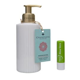 Champneys Nourishing Hand Lotion 250ML Bergamot,Vitamin E With Free Aloe Vera Lip Balm