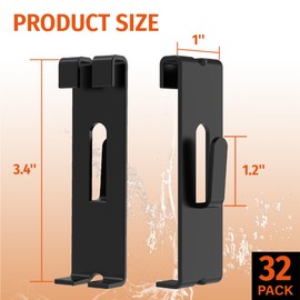 HUHOLE Black Gridwall Notch Hooks 32PC - Grid Wall Accessory for Organizing, Display & Storage with Durable Grid Wall Hooks, Versatile GridWall Hook for Photo Frame Painting Arts