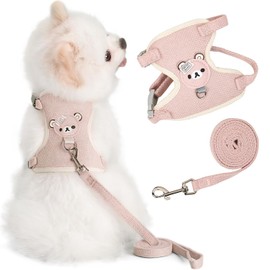 FRANCISCO ArnéS Universal con Correa para Perros y Gatos, ArnéS para Gatos A Prueba de Escapes, ArnéS Ajustable para Perros PequeñOs, Perros Medianos, Malla Suave, Ajuste CóModo, Sin Tirones (Rosa,S)