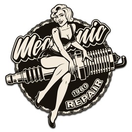 Finest Folia Retro Vintage Sticker Old School Ace Cult Rockabilly (R149-3 Mechanic Repair)