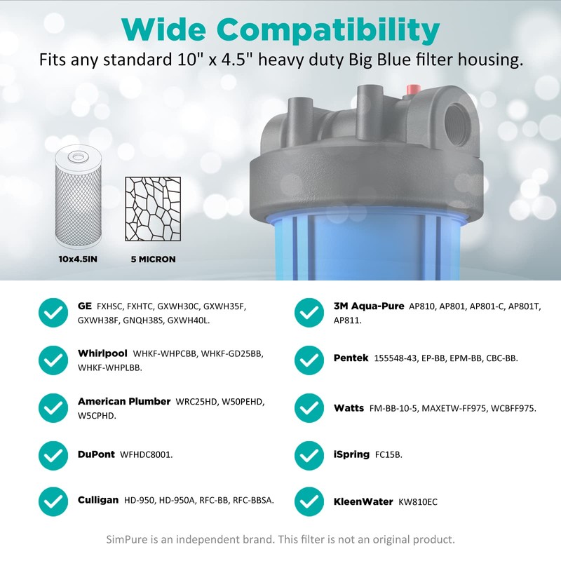 SimPure 4.5" x 10" Carbon Whole House Water Filter 5
