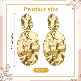 Hammered Gold Plated Dangle Drop Earrings Women Chunky Gold Earrings Trendy Statement Earring Fashion Drop Dangle Earring for Party Prom Gifts