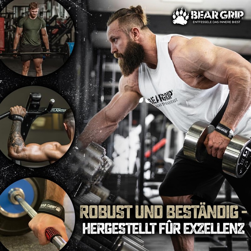 BEAR GRIP Straps - Premium Neoprene Padded, Double Stitched Heavy