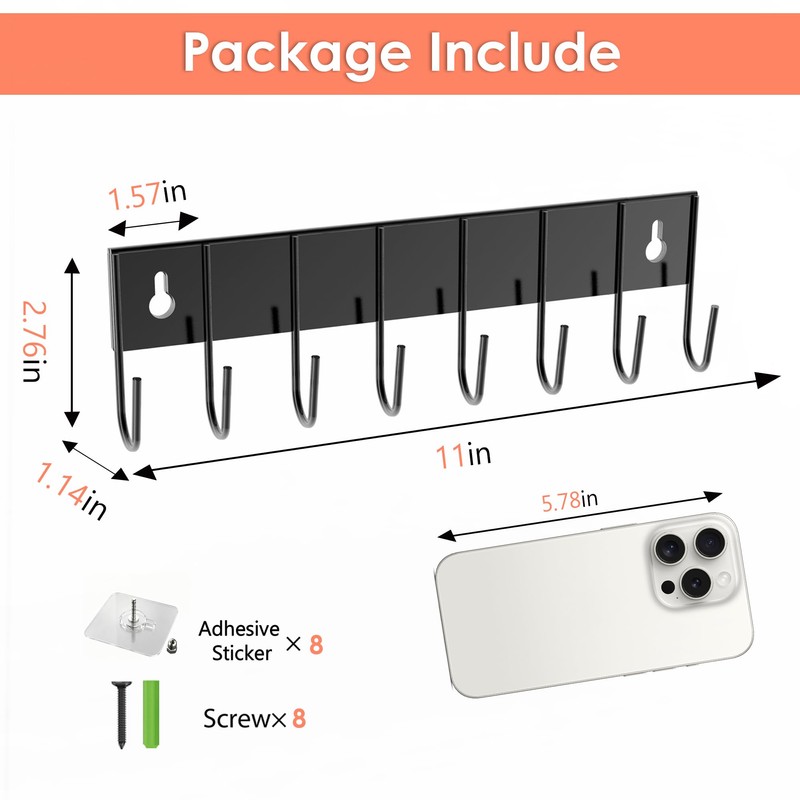 sawgos Magnetic Key Holder with 8 Hooks for Fridge Key