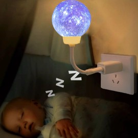EMINGSKY Night Light for Kids,Voice Control 3D Planet Night Light USB Plug in Bedroom Bedside Cute Baby Nursery Portable for Breastfeeding Dimmable Timer