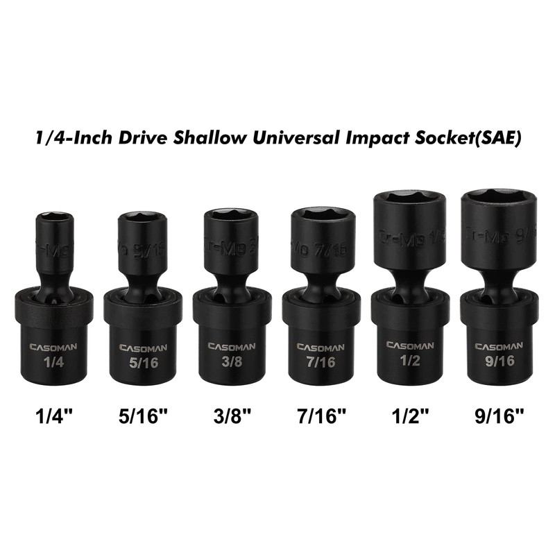 CASOMAN 15 PCS 3/8" Drive Standard Universal Impact Socket Set,