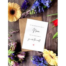 The Little Gem Company - Beautiful Linen Card for Her. Elegant Card for Mum/Nana/Grandma & More. Perfect for Mothers Day or Birthday. Gorgeous Script Font. (nana)