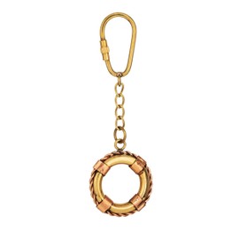 NKlaus Lifebuoy Keyring Brass / Copper - 10.5 x 4 cm Nautical Decoration in Retro Style 16037, copper