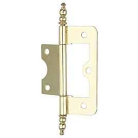 Merriway® BH01771 (2 Pcs) EB Non-Mortise Flush Hinge with Finial, 63mm (2.1/2 inch) Brass Plated - Pack of 2 Pieces