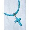 Cynthia Lynn "ATONEMENT" Blue Turquoise Howlite Beaded Cross Religious Stretch