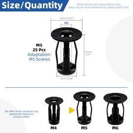 Glarks Jack Nuts Kit Metric M6 Black Petal Nuts Expansion Nuts Thins Fixings Dowels Assembly for Hollow Wall Iron Skin Line Use in Thin Soft Wall Pack of 25