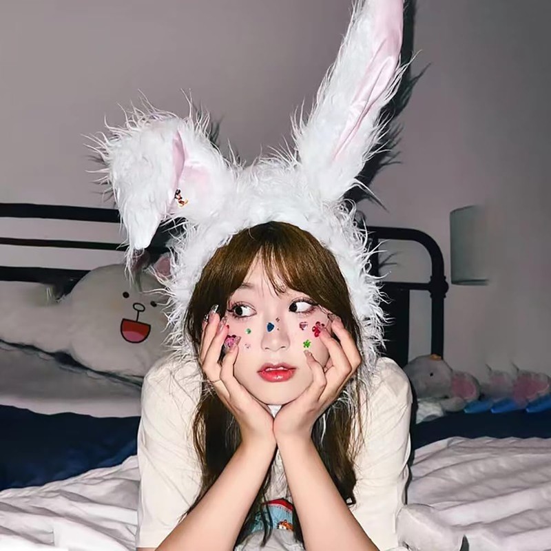 GOODCHI Rabbit Headwear Animal Hat Long Hair Cap Halloween Cosplay