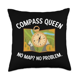 Compass Queen Wilderness Lover Women Hiking Guide Throw Pillow