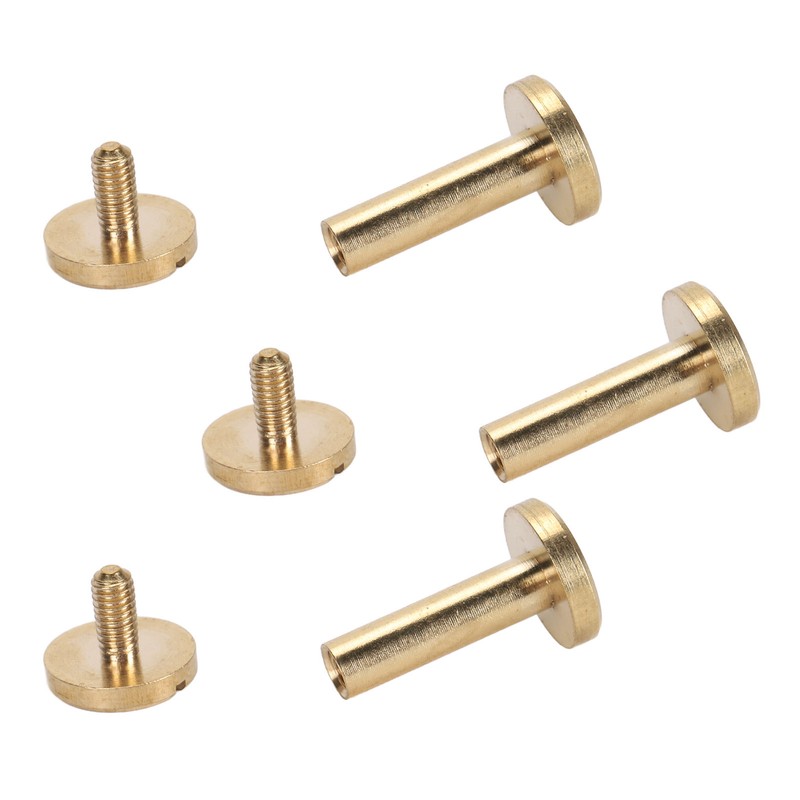 50 Set Binding Rivet Round Flat Head Brass Slot Screw