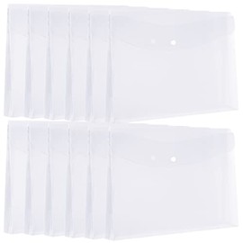 Plastic Legal Size Envelopes with Snap Closure Expandable Organizer Clear Color Folder for Home Office 12pcs