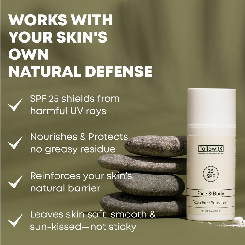 Tallow Sunscreen SPF 25 with Non Nano Zinc Oxide –
