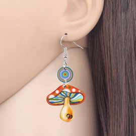 DUOWEI Cute Acrylic Mushroom Earrings Dangle Aesthetic Gifts for Women Teen Girls (Brown)