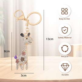 UAIAGM Giraffe Keychain 3D Sparkly Rhinestone Car Accessories Crystal Purse Charms for Women Cute Wristlet Charm Unique Bling Keychains Ornaments for Adults