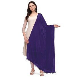 Chandrakala Women's Indian Navy Blue Solid Chiffon Dupatta Neck Wrap Long Stole Scarf Chunni,Free Size (D274NAV)