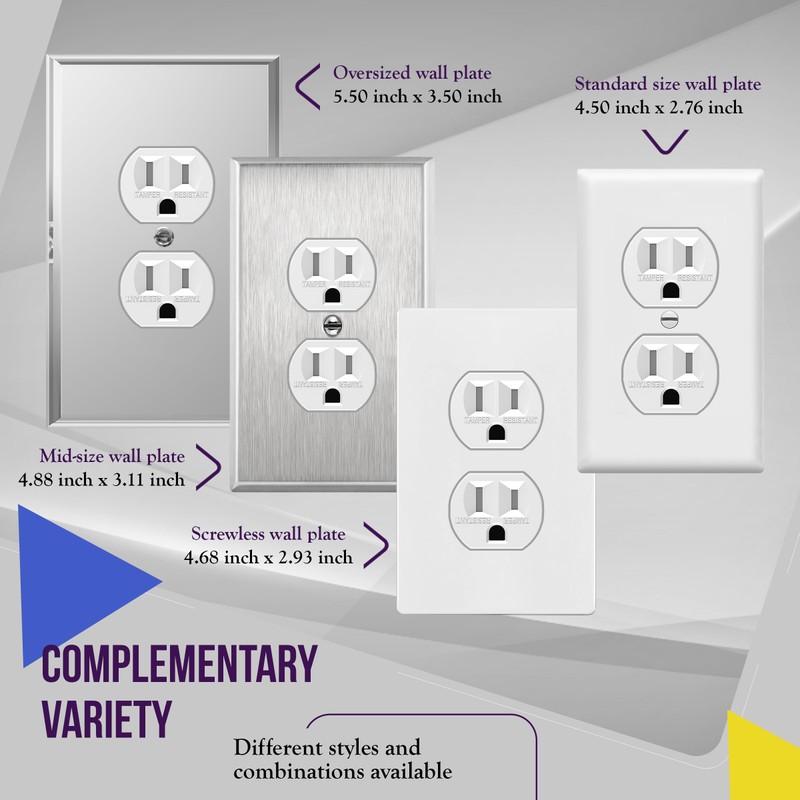 ENERLITES Duplex Receptacle Outlets and Wall Plates Bundle, Tamper-Resistant Electrical