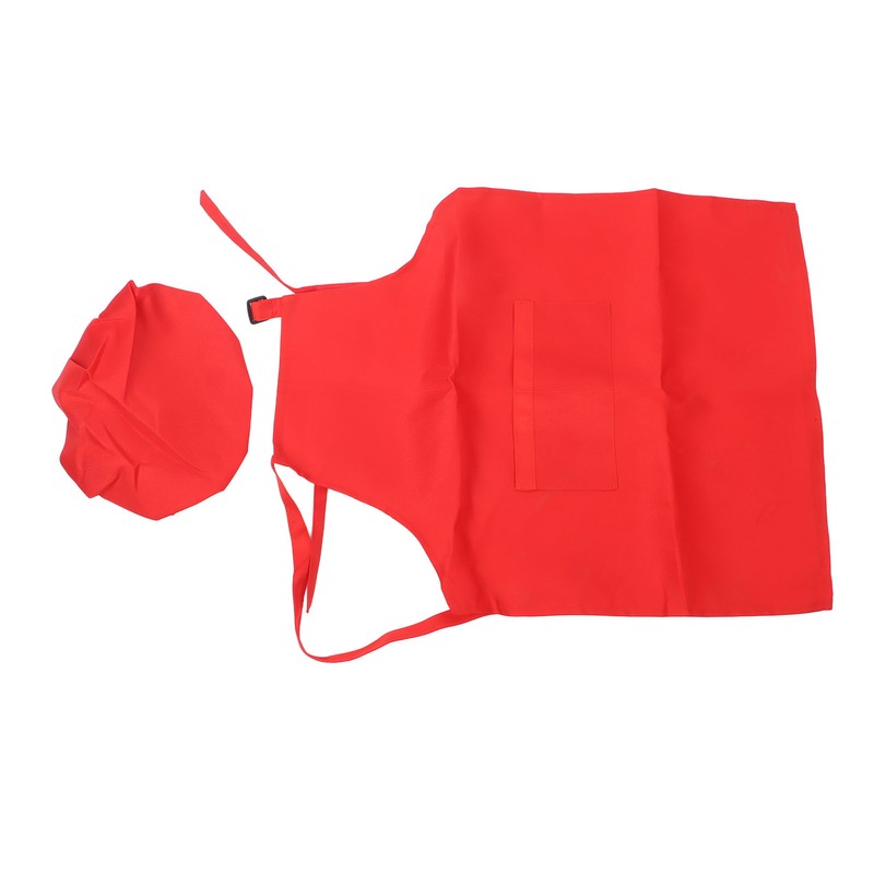 3 Set Kids Apron and Chef Hat Red Black White