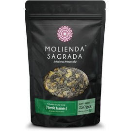 Molienda Sagrada, Té Verde Jazmín, Infusión de Te verde en Hoja Entera y Pétalos de Jazmín Orgánico, 150 gramos