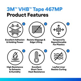 3M 467MP Clear Adhesive Transfer Tape, 3" Width x 5yd Length (1 roll)