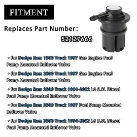 AUPARTIK 52127666 Fuel Filter Rollover Valve Pump for Dodge Ram 1500 2500 3500 Pickup Truck 1994 1995 1996 1997 1998 1999 2000 2001 2002