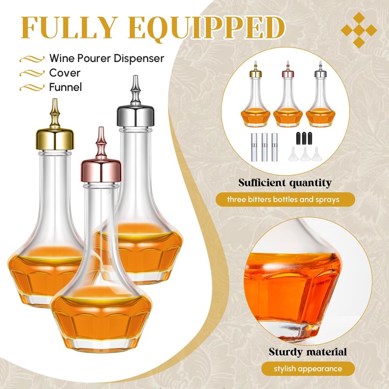 Teenyyou 6 Pcs Bitters Bottle Set Include 3 Glass Bitter
