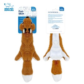 Best Pet Supplies 2-in-1 Stuffless Squeaky Dog Toys with Soft, Durable Fabric for Small, Medium, and Large Pets, No Stuffing for Indoor Play, Supports Active Biting and Play - Fox, Raccoon, Small