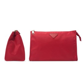 Vercord Nylon Purse Organizer Insert for Hangbags Comestic Storage Toiletry Kit Bag in Bag with Zipper Pocket Red L