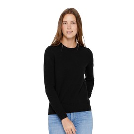 State Cashmere Women’s Essential Crewneck Sweater 100% Pure Cashmere Classic Long Sleeve Pullover (Black, Medium)