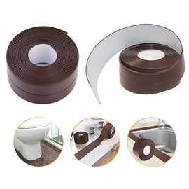 2 Pack Caulk Strip Sealing Strip PE Self Adhesive Waterproof Tape for Bathtub Bathroom Shower Toilet Kitchen and Wall Sealing 11 Ft Length (38 mm, Brown)