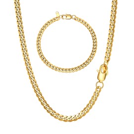 LOLIAS Gold Chain Men 5/9mm Width, 18" 20" 22" Length, Gold Tone 316L Stainless Steel Mens Chain Necklace Bracelet for Boy Hip Hop Gold Necklace Men's Jewellery