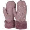 styleBREAKER 09010039 Women's Warm Winter Knitted Mittens with Rhinestones and