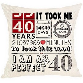 40th Birthday Gifts for Women Men Birthday Cushion Cover 18x18 Inches for 40 Years Old Mum Dad Grandma Grandpa Auntie Uncle Husband Wife Friend Sister Brother Neighbour Birthday Gif(40)