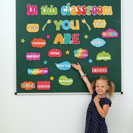 VABAMNA Rainbow Bulletin Board Decorations for Classroom Positive Inspirational Affirmation Wall Decor, 31Pcs Retro Colorful Bulletin Board Signs for Back to School Supplies Classroom Door Wall Decor