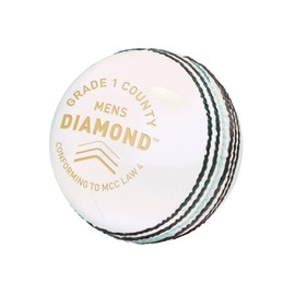 Gunn & Moore GM Leather Cricket Match Ball, Diamond Grade 1 County, White, Senior/Adult/Mens & Boys Aged 13 and Over