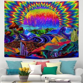 Trippy Tapestry For Bedroom Sun Tapestry Trippy For Home Decor 60x82 Inches Psychedelic Mountain Colorful Tapestry For Women Trippy Room Decor Ceiling Tapestry For Dorm Room Decoration For Teen Girls