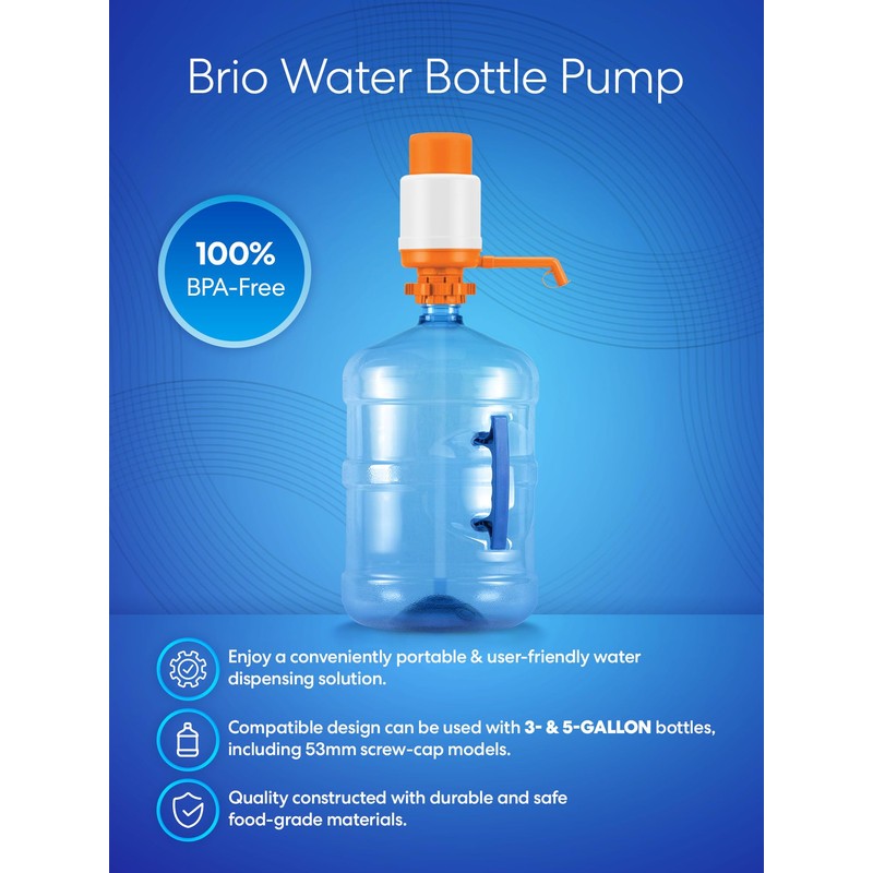 Brio Universal Manual Drinking Water Pump (Orange)