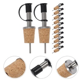 YARDWE Bottle Caps 12PCS Stainless Steel Wine Pourers Liquor Pour Spouts Set Cork Design for Christmas for Wine Liquor Olive Oil Coffee Syrup Vinegar Bottles